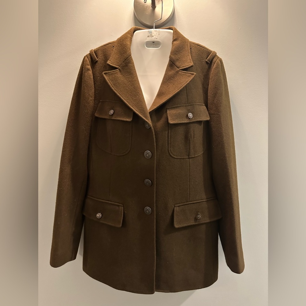Fossil Wool/Cotton Blend Military Cadet style brown Jacket Size Medium